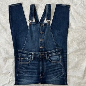 American Eagle Women's Denim Skinny Jegging Overalls Button Front Size 6